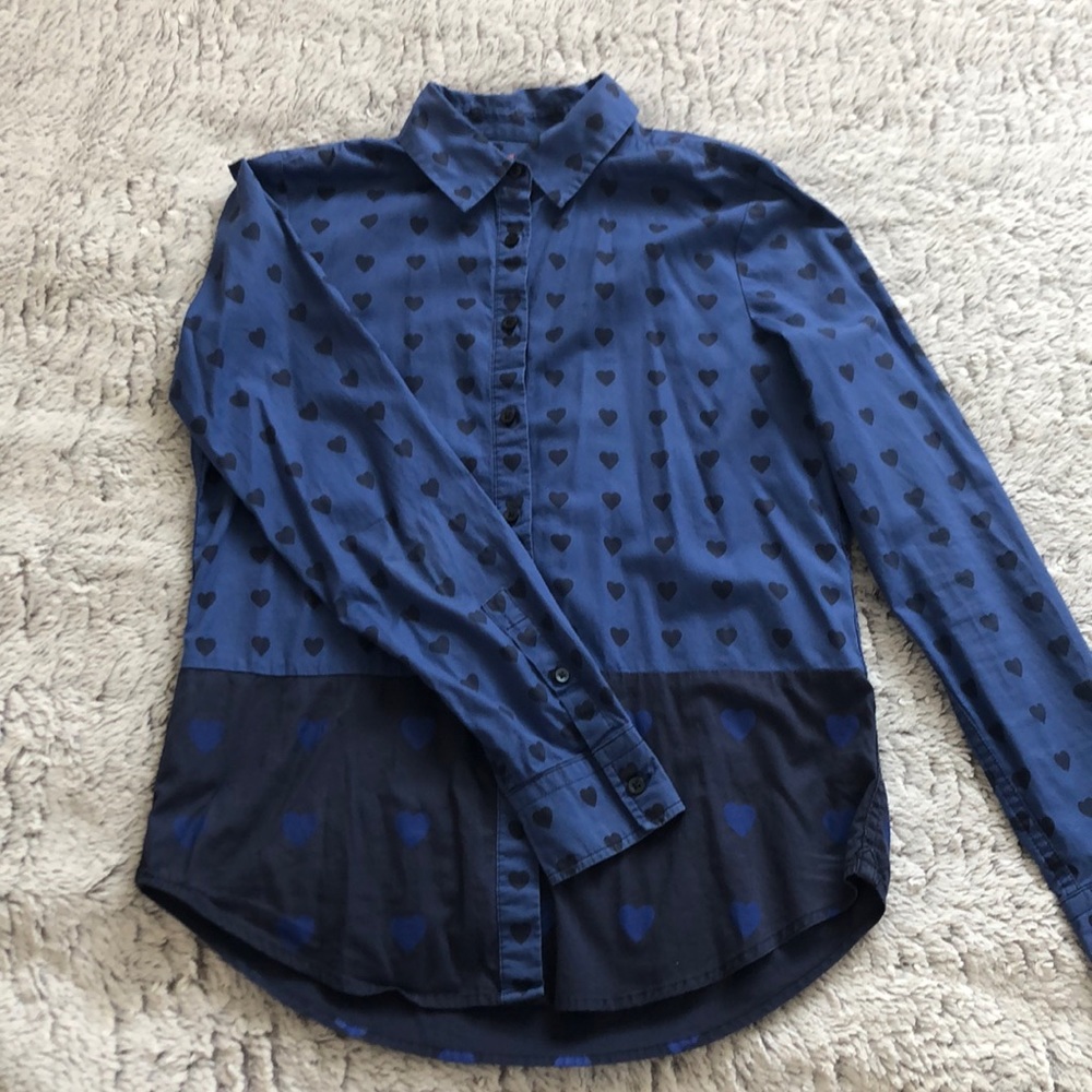 Joe Fresh two tone heart button down shirt blouse